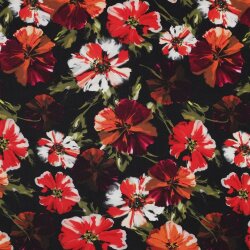 ROSELLA STRETCH DIGITAL Flowers - BLACK