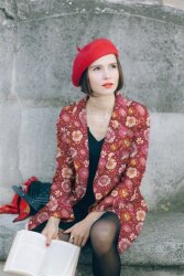 LINEN VISCOSE WASHED Flowers - SEAWEED