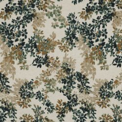 Linen Jersey DIGITAL FLOWERS - NATURAL / PETROL