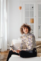 Linen Jersey DIGITAL FLOWERS - NATURAL / PETROL