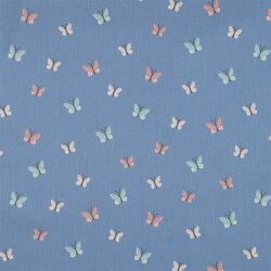 Baumwollpopeline Organic Schmetterlinge - jeans