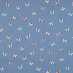 Bavlněný popelín Organic birds & butterflies - džíny