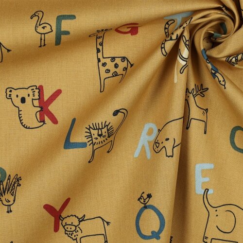 POPLIN Orgánico ANIMAL LetterH - MOSTAZA