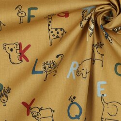 POPLIN Orgánico ANIMAL LetterH - MOSTAZA