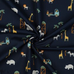 POPLIN SAFARI ZVÍŘATA - NAVY