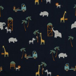 POPLIN SAFARI ZVÍŘATA - NAVY