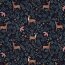 Popeline di cotone fine cervo nella foresta - blu-nero