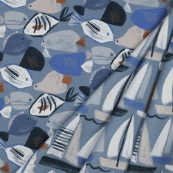 Pesce digitale su tela - blu jeans