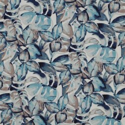 Canvas digital watercolour monstera leaves - blue