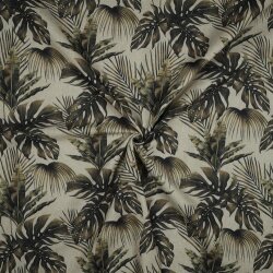 TOILE NUMÉRIQUE FEUILLES TROPICALES - LIN