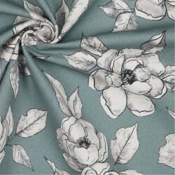 Canvas Digital Blumen - dunkelaltmint