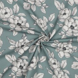 Canvas Digital Blumen - dunkelaltmint