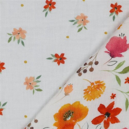 Musselin kleine Blumen - weiss
