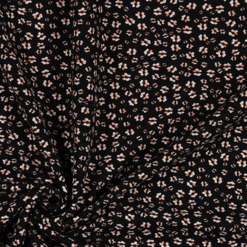 Bambus Jersey Blumen - schwarz
