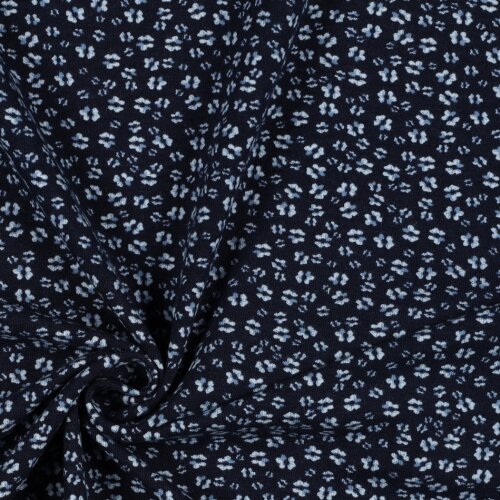 Bambus Jersey Blumen - dunkelblau