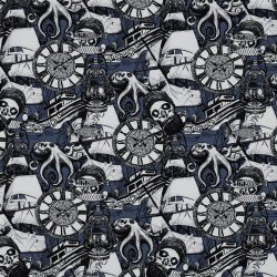 Cotton jersey digital skull - blue