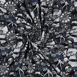 Baumwolljersey Digital Piratenleben - blau