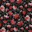 Cotton jersey digital watercolour flowers - black