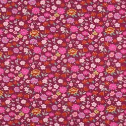 Jersey de coton Organic Digital Fleurs - cerise