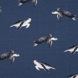 Bavlněný žerzej Digital TURTLE - MIDNIGHT BLUE