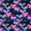 Katoenen tricot digitale neon harten - donkerblauw / PINK