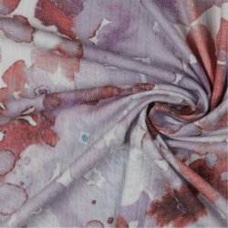 Rib jersey acuarela flores de hortensia - lavanda