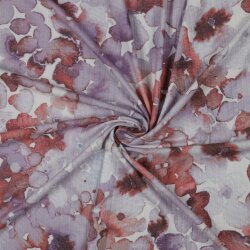 Rib jersey acuarela flores de hortensia - lavanda