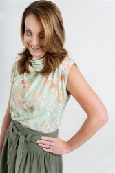 Rib jersey acuarela flores de hortensia - lavanda