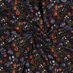 Cotton jersey flowers - anthracite