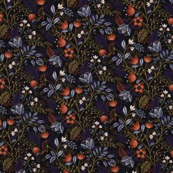 Jersey coton fleurs - anthracite