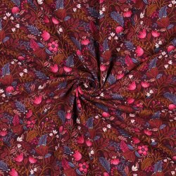 Jersey de coton Fleurs - bordeaux foncé