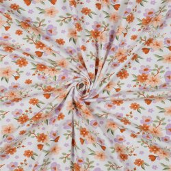 Jersey de algodón orgánico flores - blanco
