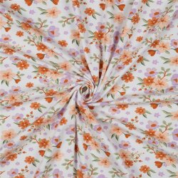 Baumwolljersey Organic Blumen - weiß