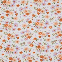 Baumwolljersey Organic Blumen - weiß