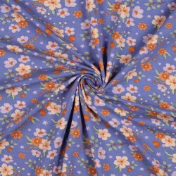 Jersey de algodón orgánico flores - lavanda