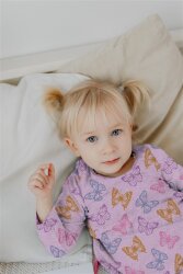 JERSEY MELANGE Třpytivé motýly - lila melange