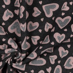 SWEAT MELANGE Glitter LEOPARD HEARTS - ANTHRACITE MELANGE