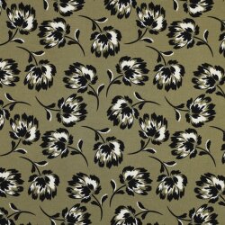 ROSELLA STRETCH Bloemen - OLIJF