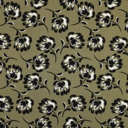 Viskose Jersey Blumen - oliv