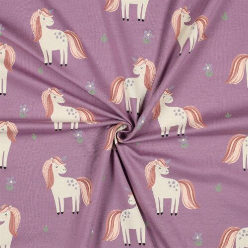 Jersey de algodón con purpurina unicornios - uva claro