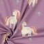 Katoenen tricot glitter unicorns - licht druif