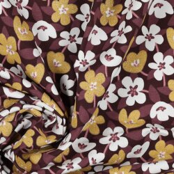JERSEY Glitter Flowers - WINE RED