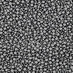 VISCOSE POPLIN STRETCH kleine bloemen - ZWART