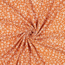 VISCOSE Baumwollpopeline Stretch kleine Blumen - orange