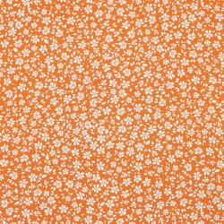 VISCOSE Popeline de coton stretch petites fleurs - orange