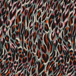 French Terry Digital Leotupfen - dark mint