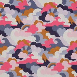 Softshell digitální barevné mraky - světle fialová