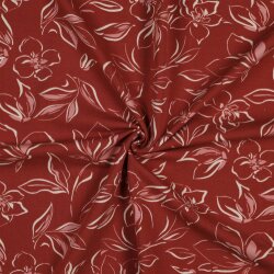 French Terry floral pattern - dark wine red
