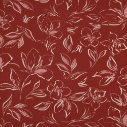 French Terry floral pattern - dark wine red