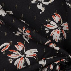 VISCOSE LUREX Fleurs - NOIR